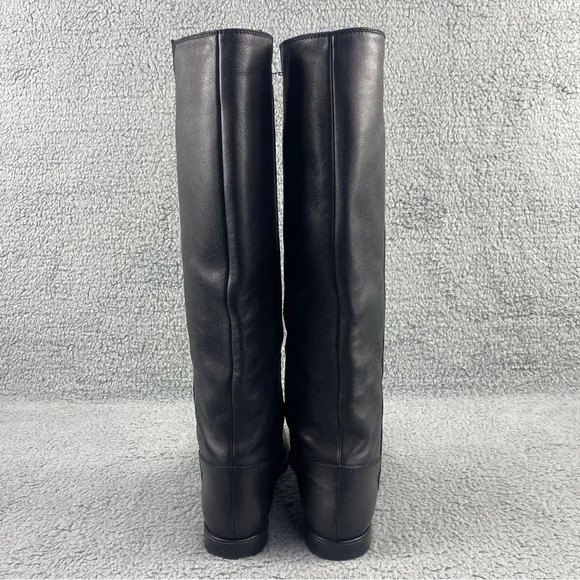 Stuart Weitzman Boots Knee High Leather V Cutout Riding Shoe Pull On Womens 6.5 - Picture 8 of 16